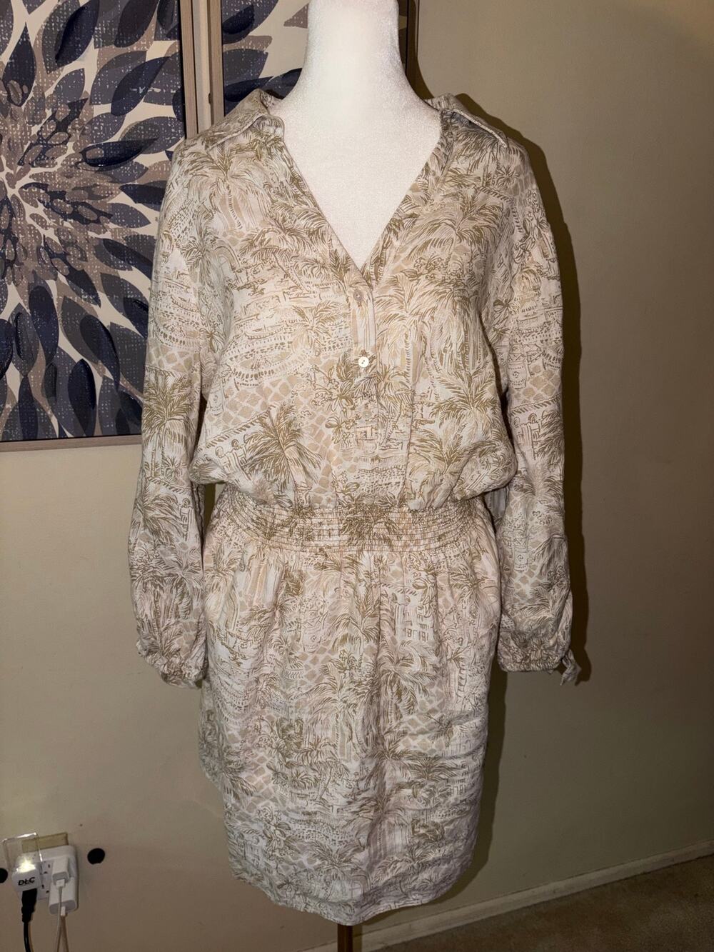 LILLY PULITZER Abralynn 100% Linen Shirtdress Sand Bar Palm Beach Paradise 12 - Picture 2 of 15